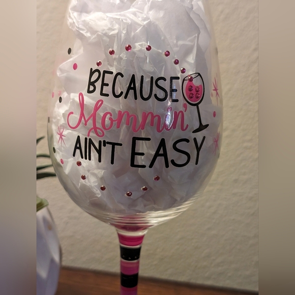 NEW Hand Painted Wine Glass For Moms/Mother's With Rhinestones! - Picture 5 of 5